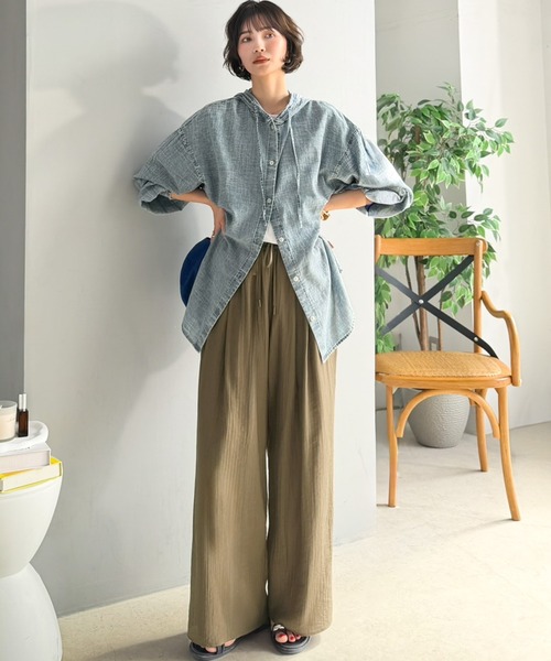 classicalelf(クラシカルエルフ)の「【軽くて涼しげ】透け感で大人キレイめ。 シアーワッシャーワイドイージーパンツ(その他パンツ・レディース・ブラック/カーキブラウン・LARGE/MEDIUM/SMALL/X-LARGE)」の14枚目の写真