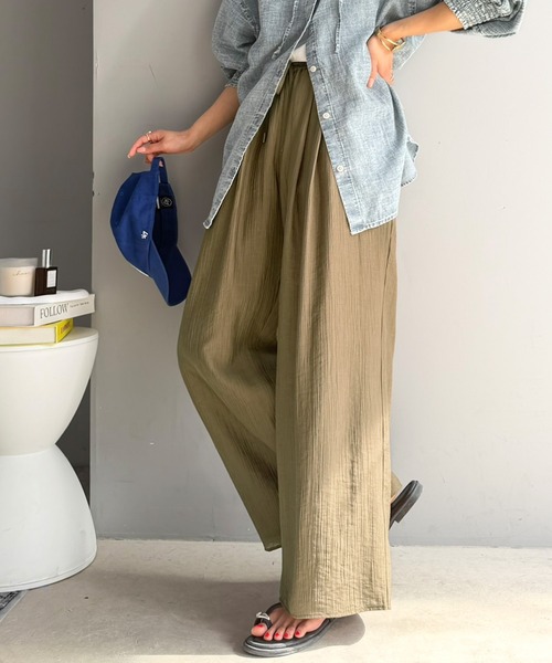 classicalelf(クラシカルエルフ)の「【軽くて涼しげ】透け感で大人キレイめ。 シアーワッシャーワイドイージーパンツ(その他パンツ・レディース・ブラック/カーキブラウン・LARGE/MEDIUM/SMALL/X-LARGE)」の12枚目の写真