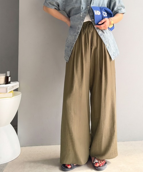 classicalelf(クラシカルエルフ)の「【軽くて涼しげ】透け感で大人キレイめ。 シアーワッシャーワイドイージーパンツ(その他パンツ・レディース・ブラック/カーキブラウン・LARGE/MEDIUM/SMALL/X-LARGE)」の16枚目の写真