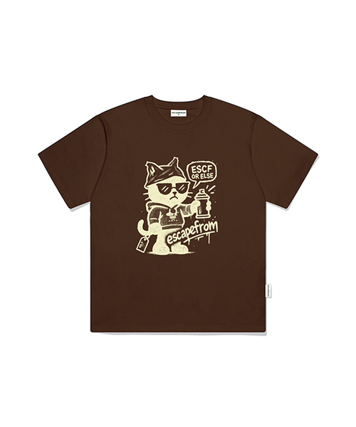 ESCAPEFROM（エスケープフロム）の「スプレイキャットプリントオーバーサイズ半袖Tシャツ[3色]（Tシャツ/カットソー・レディース・ホワイト/ブラウン/グレー・LARGE/SMALL/MEDIUM）」の3枚目の写真