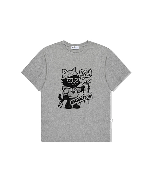 ESCAPEFROM（エスケープフロム）の「スプレイキャットプリントオーバーサイズ半袖Tシャツ[3色]（Tシャツ/カットソー・レディース・ホワイト/ブラウン/グレー・LARGE/SMALL/MEDIUM）」の2枚目の写真