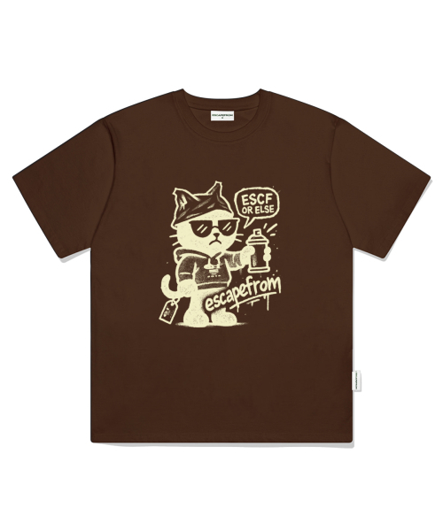 ESCAPEFROM（エスケープフロム）の「スプレイキャットプリントオーバーサイズ半袖Tシャツ[3色]（Tシャツ/カットソー・レディース・ホワイト/ブラウン/グレー・LARGE/SMALL/MEDIUM）」の6枚目の写真