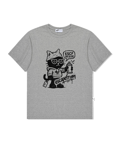 ESCAPEFROM（エスケープフロム）の「スプレイキャットプリントオーバーサイズ半袖Tシャツ[3色]（Tシャツ/カットソー・レディース・ホワイト/ブラウン/グレー・LARGE/SMALL/MEDIUM）」の4枚目の写真
