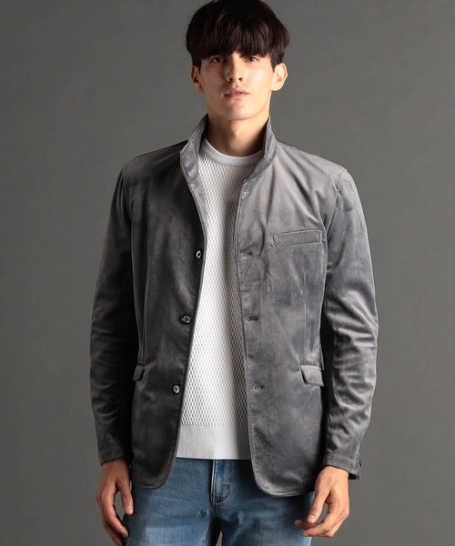 MONSIEUR NICOLE（ムッシュニコル）の「【canal deux Luxe】ストレッチベロア スタンドカラーブルゾン（その他トップス・メンズ・ブラック/グレー・MEDIUM/LARGE）」の2枚目の写真