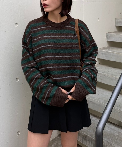 Gaphos (ガフォス)の「シャギーボーダーニット(ニット/セーター・メンズ・グレー/ブラウン・2/1)」の14枚目の写真