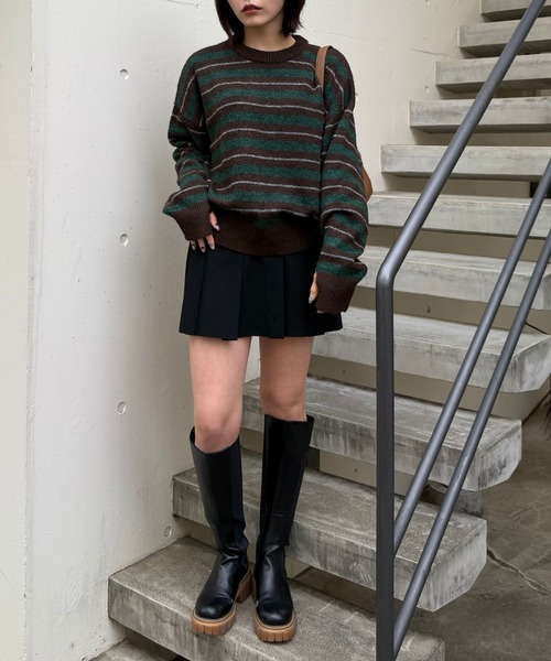 Gaphos (ガフォス)の「シャギーボーダーニット(ニット/セーター・メンズ・グレー/ブラウン・2/1)」の15枚目の写真