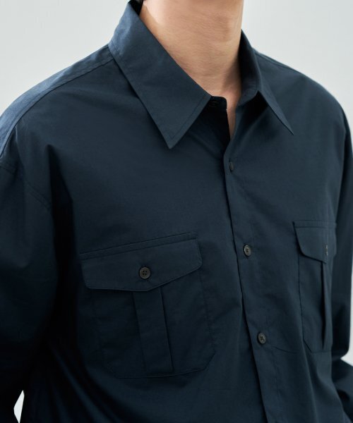 DRAW FIT（ドローフィット）の「ペーパーコットンアレックスシャツ [D.NAVY]（シャツ/ブラウス・メンズ・その他・LARGE/X-LARGE/MEDIUM）」の4枚目の写真
