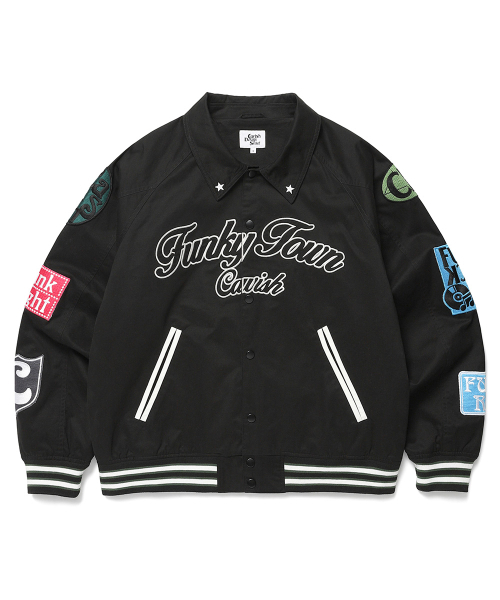 Cavish(カビシ)の「FUNKY TOWN BOMBER JACKET BLACK(CV2DSUJ240A)(スタジャン・メンズ・ブラック・LARGE/MEDIUM)」の8枚目の写真