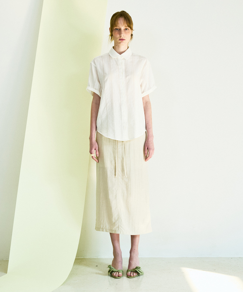 COQUET（コケット）の「Sheer Double Placket Roll Up Shirt Lace Stripe（シャツ/ブラウス・レディース・アイボリー・FREE）」の2枚目の写真