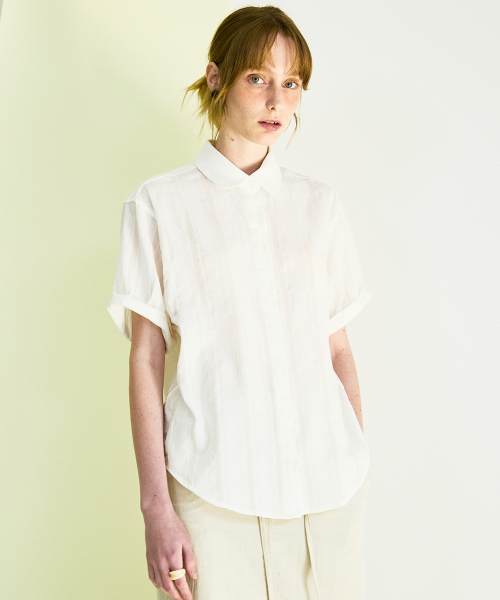 COQUET（コケット）の「Sheer Double Placket Roll Up Shirt Lace Stripe（シャツ/ブラウス・レディース・アイボリー・FREE）」の3枚目の写真