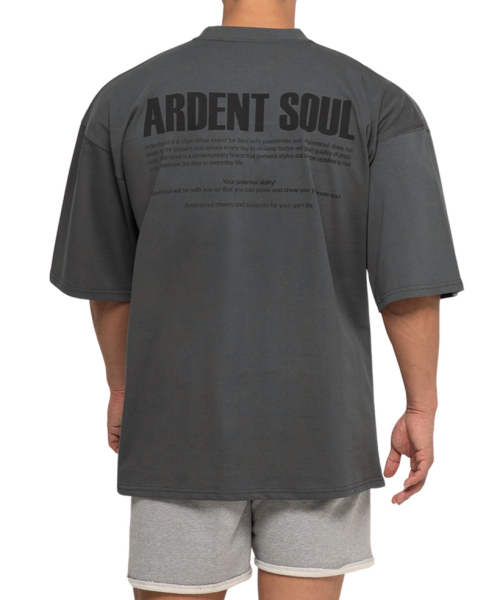 ARDENTSOUL(アーデントソウル)の「シグネチャーバックロゴオーバーサイズ半袖(チャコール)(Tシャツ/カットソー・メンズ・その他・X-LARGE/XX-LARGE/LARGE/MEDIUM)」の1枚目の写真