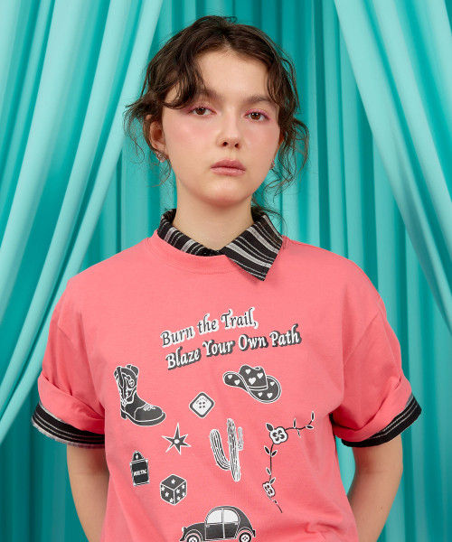 HERETIC(ヘレティック)の「WESTERN SKETCH T-SHIRT / pink(Tシャツ/カットソー・レディース・その他・FREE)」の1枚目の写真