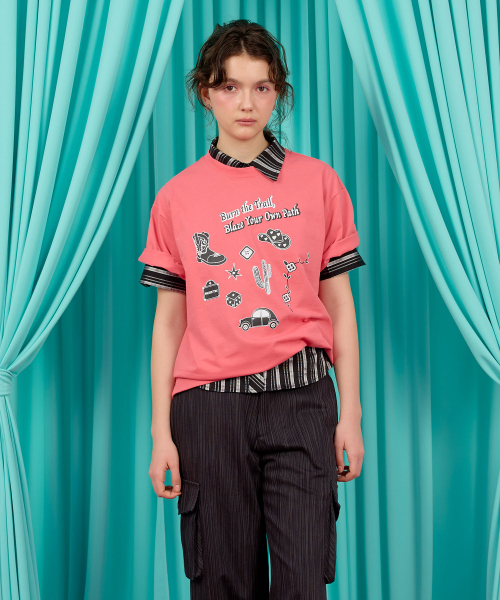 HERETIC(ヘレティック)の「WESTERN SKETCH T-SHIRT / pink(Tシャツ/カットソー・レディース・その他・FREE)」の2枚目の写真