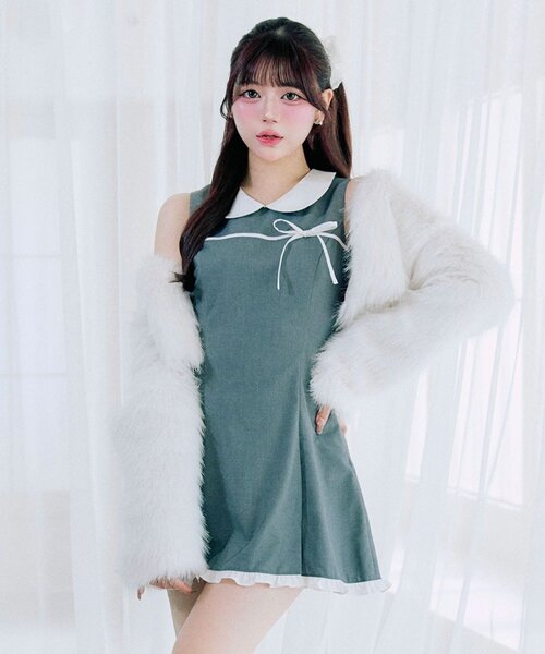 OLIVE des OLIVE(オリーブデオリーブ)の「【Belle Charme】Elegance Short Fur Bolero(その他アウター・レディース・ブラック/オフホワイト・FREE)」の3枚目の写真