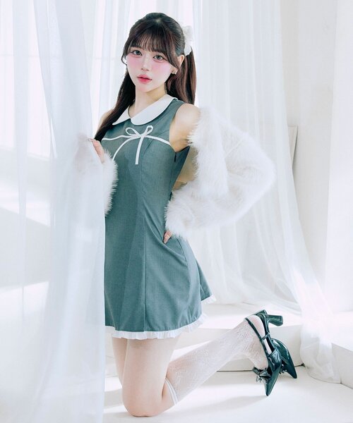 OLIVE des OLIVE(オリーブデオリーブ)の「【Belle Charme】Elegance Short Fur Bolero(その他アウター・レディース・ブラック/オフホワイト・FREE)」の4枚目の写真