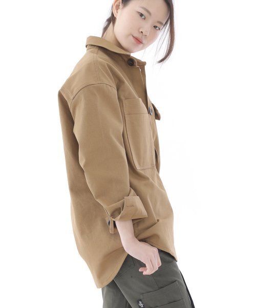 SAINTCREW（セントクルー）の「ツーレイヤーバテックポケットボタンシャツジャケット2L-401SJキャメル（デニムジャケット・レディース・その他・LARGE/MEDIUM/X-LARGE）」の12枚目の写真