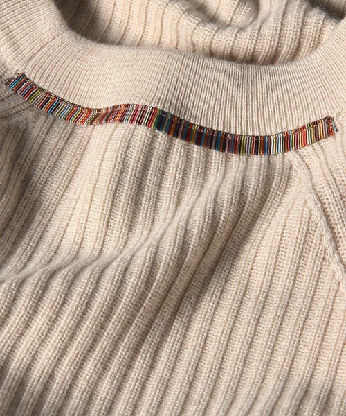 Paul Smith（ポールスミス）の「コットンウール クルーネック リブニット / 163400 765Z（ニット/セーター・メンズ・ライトベージュ/ダークブルー・X-LARGE/LARGE/MEDIUM）」の8枚目の写真