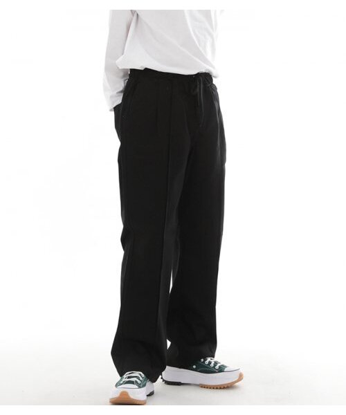 ロングシルエットルーズツーピンタックパンツ L2T-313 ブラック