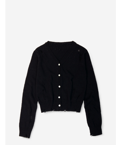FLATWAVE IN SEOUL(フラットウェーブインソウル)の「Bask Damaged Cardigan/Sleeveless Set Black(カーディガン/ボレロ・レディース・その他・FREE)」の4枚目の写真