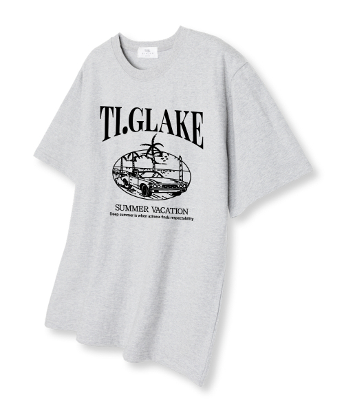 TI.GLAKE(ティーグレイク)の「オープンカー バケーション オーバーサイズ 半袖Tシャツ ライトグレー(Tシャツ/カットソー・レディース・その他・LARGE/X-LARGE/XX-LARGE)」の1枚目の写真