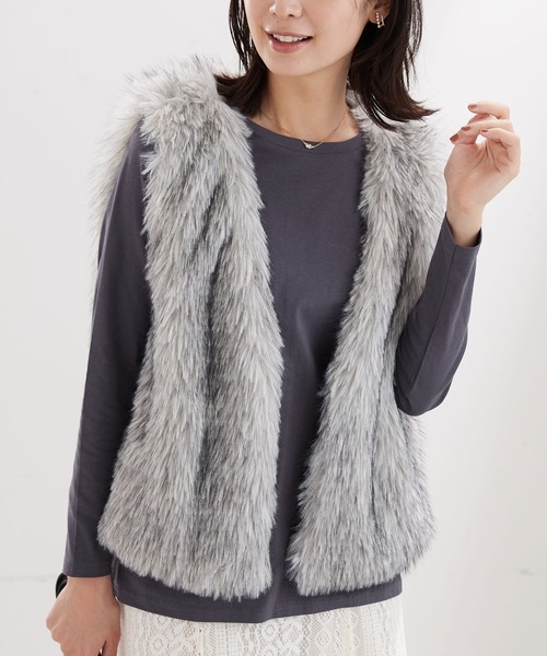着映える！ショート丈もこもこファーベスト（ベスト）｜BELLUNA PLUS
