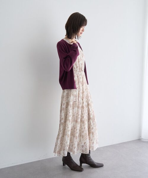 YECCA VECCA（イェッカヴェッカ）の「ボタニカル柄ボウタイプリーツワンピース（ワンピース・レディース・ブラック/アイボリー・FREE）」の17枚目の写真