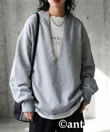 Tシャツ/カットソー（グレー/灰色系・Vネック）ファッション通販