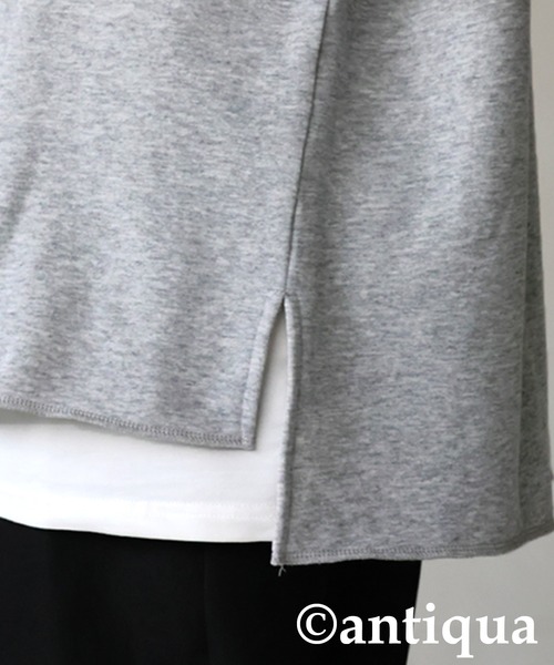 antiqua(アンティカ)の「裏起毛 スキッパー プルオーバー(Tシャツ/カットソー・レディース・ブラック/グレー系その他/杢グレー/アイボリー・ONESIZE)」の22枚目の写真