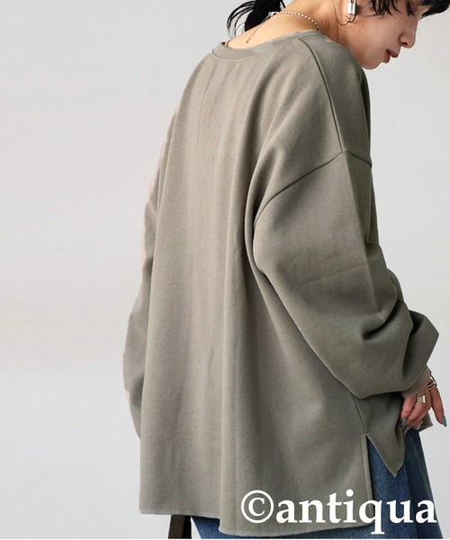 antiqua(アンティカ)の「裏起毛 スキッパー プルオーバー(Tシャツ/カットソー・レディース・ブラック/グレー系その他/杢グレー/アイボリー・ONESIZE)」の16枚目の写真