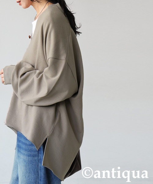 antiqua(アンティカ)の「裏起毛 スキッパー プルオーバー(Tシャツ/カットソー・レディース・ブラック/グレー系その他/杢グレー/アイボリー・ONESIZE)」の19枚目の写真