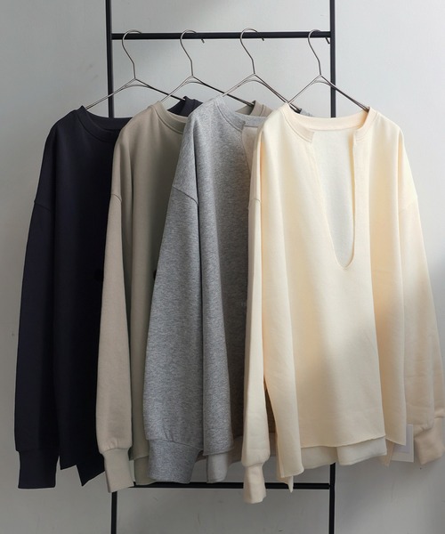 antiqua(アンティカ)の「裏起毛 スキッパー プルオーバー(Tシャツ/カットソー・レディース・ブラック/グレー系その他/杢グレー/アイボリー・ONESIZE)」の12枚目の写真