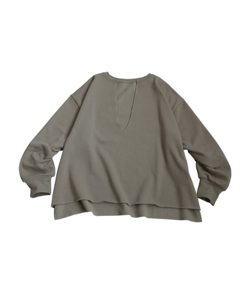 antiqua(アンティカ)の「裏起毛 スキッパー プルオーバー(Tシャツ/カットソー・レディース・ブラック/グレー系その他/杢グレー/アイボリー・ONESIZE)」の5枚目の写真