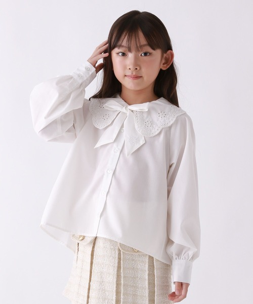 repipi armario（レピピ アルマリオ）の「【10C REPIPI】【セレモニー】リボンブラウス（シャツ/ブラウス・キッズ・ホワイト/ブルー系その他・130cm/120cm）」の2枚目の写真