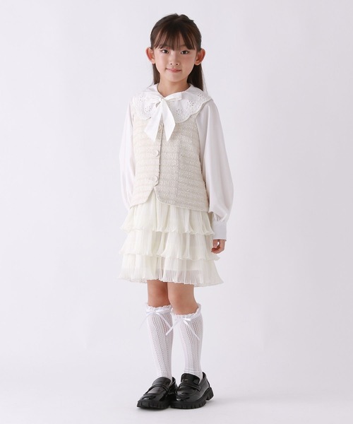 repipi armario（レピピ アルマリオ）の「【10C REPIPI】【セレモニー】リボンブラウス（シャツ/ブラウス・キッズ・ホワイト/ブルー系その他・130cm/120cm）」の4枚目の写真