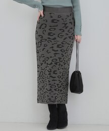 SHOO・LA・RUE | 【S-LL】シンプルコーデが惹き立つ レオパード柄ニットナロースカート(スカート)