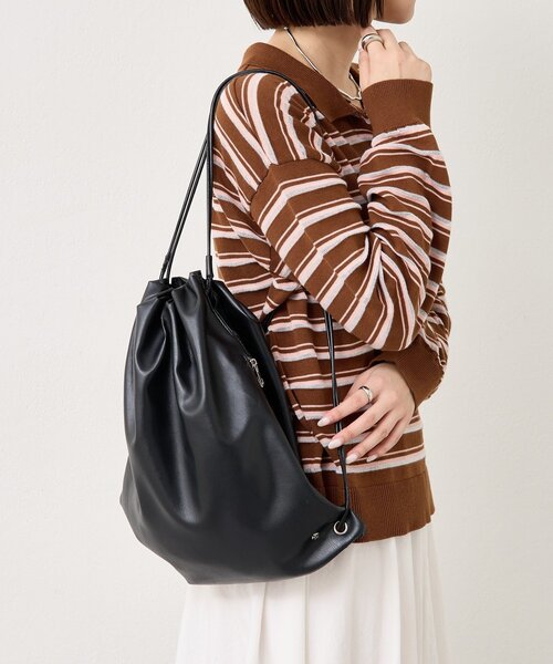 mystic(ミスティック)の「プレート付きナップザック(トートバッグ・レディース・キャメル/ブラック・FREE)」の4枚目の写真