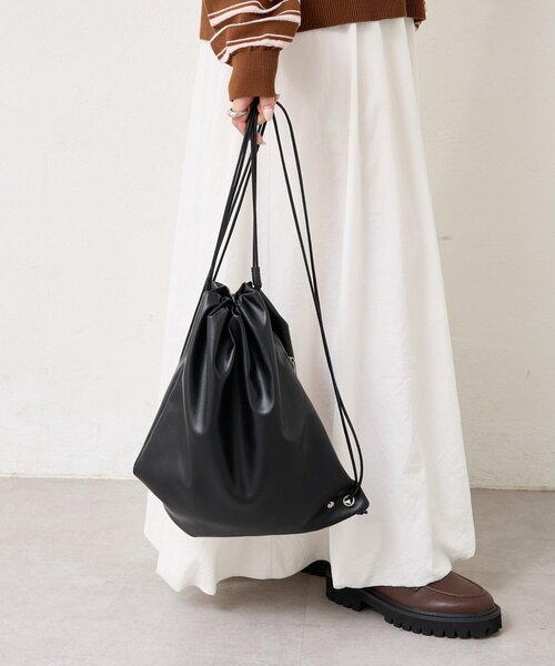 mystic(ミスティック)の「プレート付きナップザック(トートバッグ・レディース・キャメル/ブラック・FREE)」の5枚目の写真