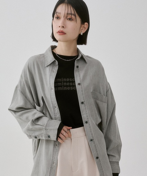 hunch(ハンチ)の「シリコンプリント ロゴ長袖Tシャツ(Tシャツ/カットソー・レディース・ブラック/アイボリー/オフホワイト・FREE)」の5枚目の写真