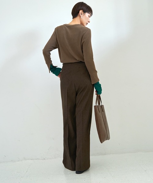 STYLE DELI(スタイルデリ)の「上部留めタックワイドパンツ(その他パンツ・レディース・ダークブラウン・MEDIUM/SMALL/LARGE)」の5枚目の写真