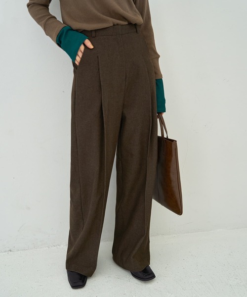 STYLE DELI(スタイルデリ)の「上部留めタックワイドパンツ(その他パンツ・レディース・ダークブラウン・MEDIUM/SMALL/LARGE)」の9枚目の写真