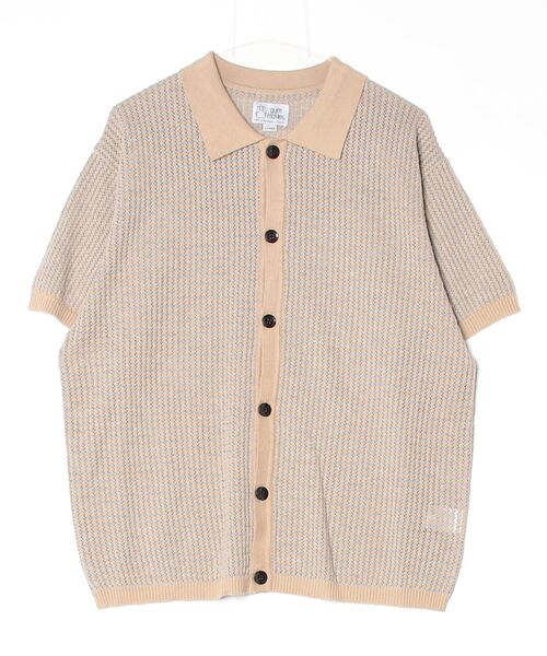 gym master（ジムマスター）の「メッシュニットシャツカーディガン（カーディガン/ボレロ・メンズ・ブラック系/ベージュ系/ブラウン系/ホワイト系/ネイビー系・MEDIUM/X-LARGE/LARGE）」の4枚目の写真