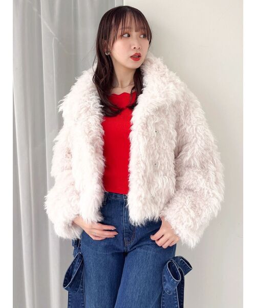 dazzlin(ダズリン)の「オフショルスカラップハートニット(ニット/セーター・レディース・ピンク/レッド/ネイビー/ミント/オフホワイト・FREE)」の10枚目の写真