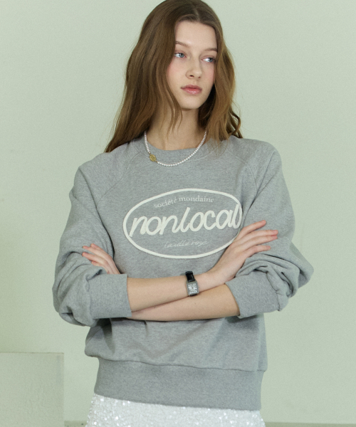 NONLOCAL(ノンローカル)の「ストリングクラフト アップリケ スウェットシャツ - メランジグレー(スウェット・レディース・その他・FREE)」の1枚目の写真