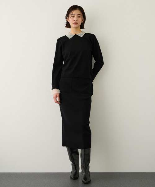 ROPE'(ロペ)の「ビジューレース襟ニットプルオーバー/イージーケア(ニット/セーター・レディース・ブラック/オフホワイト・FREE)」の19枚目の写真