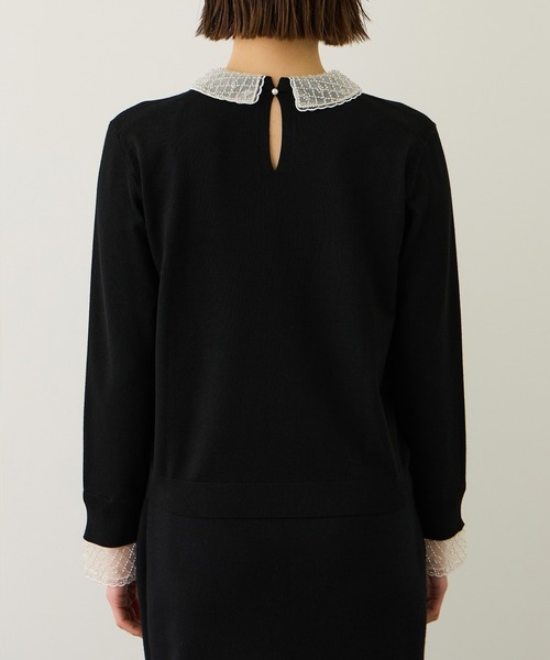 ROPE'(ロペ)の「ビジューレース襟ニットプルオーバー/イージーケア(ニット/セーター・レディース・ブラック/オフホワイト・FREE)」の9枚目の写真