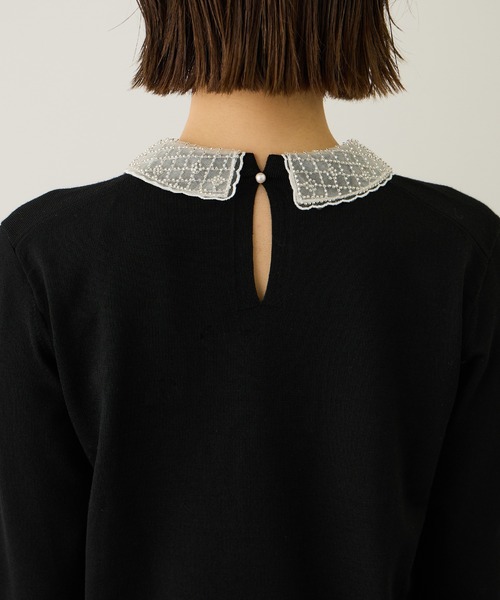 ROPE'(ロペ)の「ビジューレース襟ニットプルオーバー/イージーケア(ニット/セーター・レディース・ブラック/オフホワイト・FREE)」の10枚目の写真