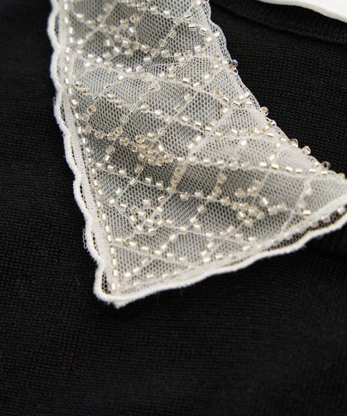 ROPE'(ロペ)の「ビジューレース襟ニットプルオーバー/イージーケア(ニット/セーター・レディース・ブラック/オフホワイト・FREE)」の14枚目の写真