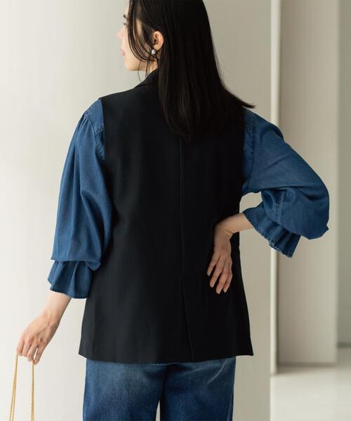 OPAQUE.CLIP（オペークドットクリップ）の「金ボタンダブルブレストテーラードジレ/セットアップ対応【洗える】《S～LL》（ベスト・レディース・ネイビー/ライトベージュ・40/38/36/42）」の19枚目の写真