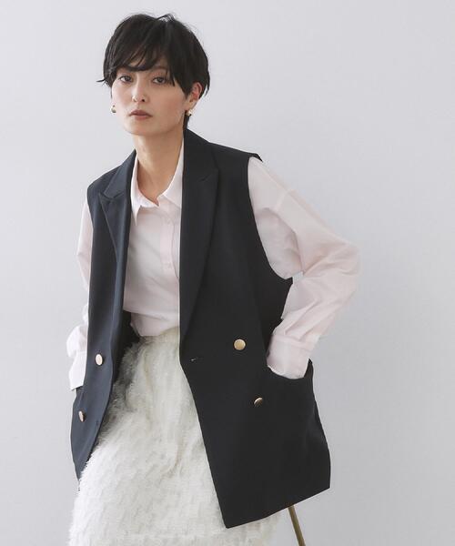 OPAQUE.CLIP（オペークドットクリップ）の「金ボタンダブルブレストテーラードジレ/セットアップ対応【洗える】《S～LL》（ベスト・レディース・ネイビー/ライトベージュ・40/38/36/42）」の14枚目の写真