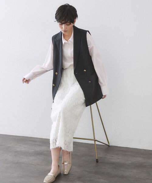 OPAQUE.CLIP（オペークドットクリップ）の「金ボタンダブルブレストテーラードジレ/セットアップ対応【洗える】《S～LL》（ベスト・レディース・ネイビー/ライトベージュ・40/38/36/42）」の12枚目の写真